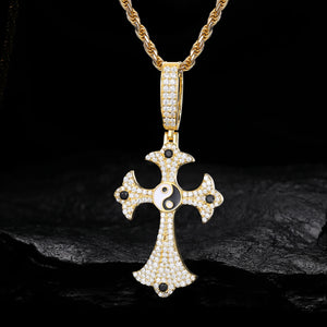 S925 Moissanite Tai Chi Ying Yang Cross Pendant - Different Drips
