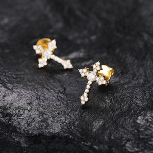S925 Moissanite Diamond Cross Earrings - Different Drips