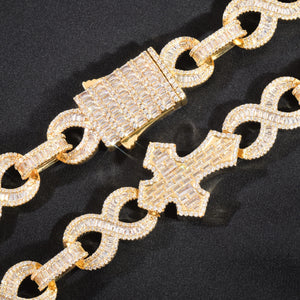 15mm Baguette Cross Stationed Infinity Link Chain - Different Drips