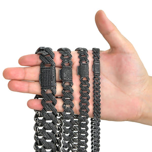 Black Iced Out Prong Cuban Link Chain - Different Drips