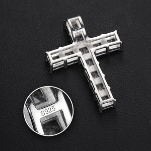 S925 Moissanite Square Cut Cross Pendant - Different Drips