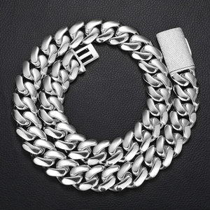 8-22mm Solid 18k Miami Cuban Link Chain w/Iced Clasp - Different Drips