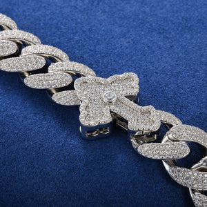 S925 Moissanite Royal Cross Stationed Cuban Link Chain - Different Drips