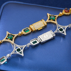 S925 Moissanite Multicolor Gemstone Star Link Chain - Different Drips