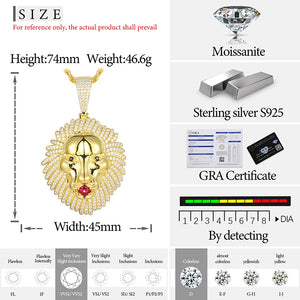 S925 Moissanite Gold Lion Pendant - Different Drips