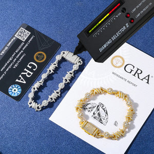 S925 Iced Barbed Wire Moissanite Bracelet - Different Drips