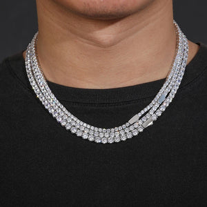 3-6mm Round Cut Iced Tennis Chain - Different Drips