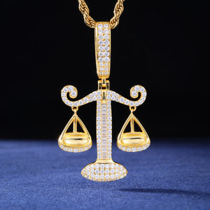 S925 Moissanite Baguette Diamond Justice Scale Pendant - Different Drips