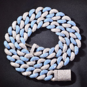 14mm White & Blue Miami Cuban Link Chain - Different Drips