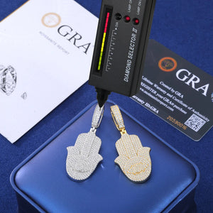 S925 Moissanite Hamsa Hand Pendant - Different Drips
