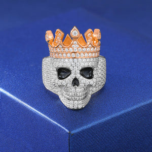 S925 Moissanite Diamond Crowned Skull Ring - Different Drips
