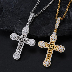S925 Moissanite Rope Center Cross Pendant - Different Drips