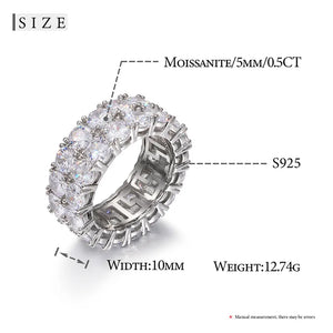 10mm S925 2 Row Moissanite Eternity Ring - Different Drips