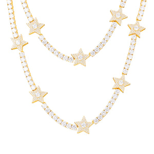 S925 Moissanite Diamond Star Stationed Tennis Chain - Different Drips