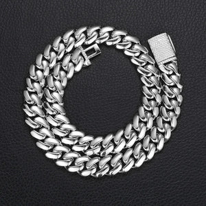 8-22mm Solid 18k Miami Cuban Link Chain w/Iced Clasp - Different Drips