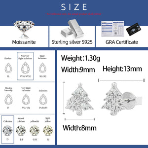 S925 Moissanite Diamond Christmas Tree Stud Earrings - Different Drips