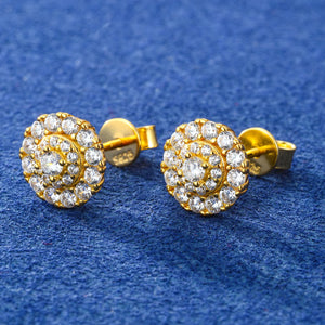 Moissanite Round Cluster Halo Stud Earrings - Different Drips