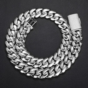 8-22mm Solid 18k Miami Cuban Link Chain w/Iced Clasp - Different Drips