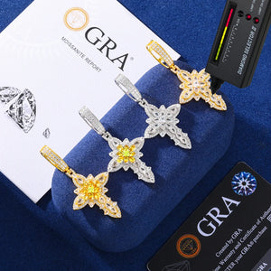S925 Moissanite Royal Floral Cross Pendant - Different Drips