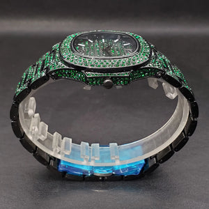 Bust Down Pink Cushion Case Watch with Date Window - Different Drips