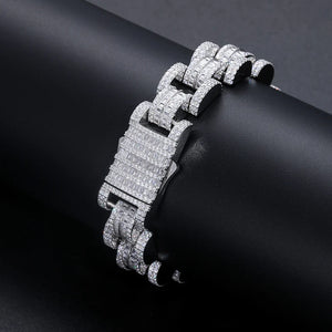 S925 Moissanite Diamond Baguette Watch Link Bracelet - Different Drips