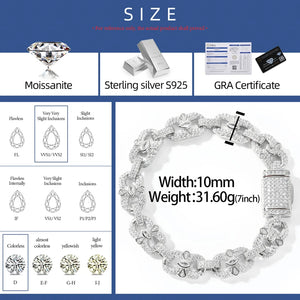 S925 Moissanite Marquise Link Diamond Bracelet - Different Drips
