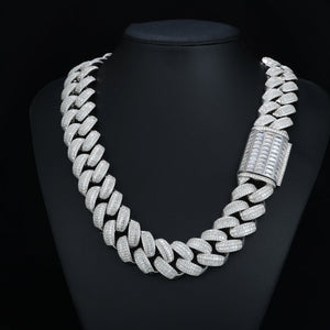 25mm S925 Moissanite Baguette Cuban Link Chain - Different Drips