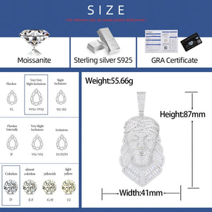 S925 Moissanite Baguette Diamond Jesus Piece Pendant - Different Drips