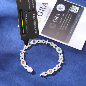S925 Moissanite Infinity Cross Eye Link Bracelet - Different Drips