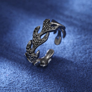 S925 Black Moissanite Flame Ring - Different Drips