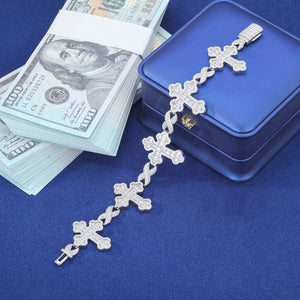 Iced Out Baguette Moissanite Cross Bracelet - Different Drips