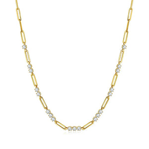 3mm Women's S925 Moissanite Diamond Paper Clip Necklace - Different Drips