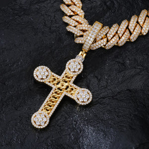 S925 Moissanite Rope Center Cross Pendant - Different Drips