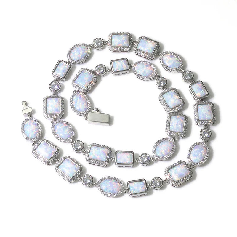 Iced White Opal Cluster Chain - Different Drips