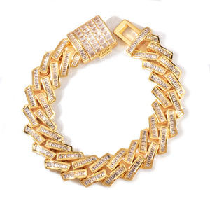 10mm Baguette Prong Cuban Link Bracelet - Different Drips