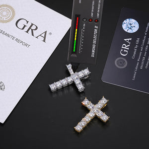 S925 Moissanite Square Cut Cross Pendant - Different Drips