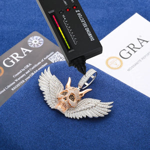 S925 Moissanite Diamond Winged Demon Skull Pendant - Different Drips