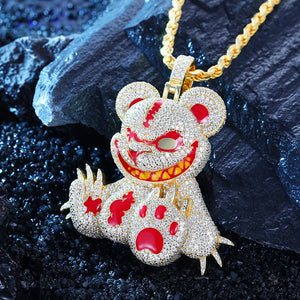 S925 Moissanite Savage Bear Pendant - Different Drips