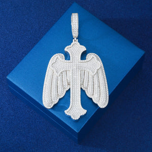 S925 Moissanite Angel Wing Cross Pendant - Different Drips