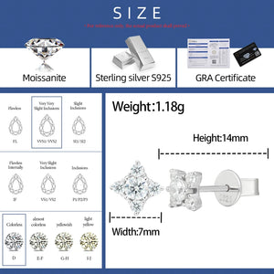 S925 Moissanite Cluster Stud Earrings - Different Drips