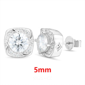 S925 Moissanite Diamond Cushion Halo Stud Earrings - Different Drips
