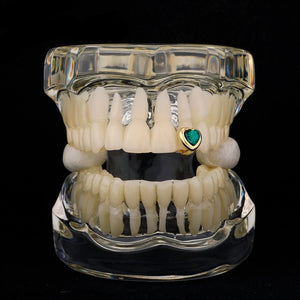 Emerald Heart Single Tooth Grillz - Different Drips