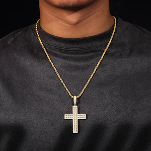 S925 Moissanite Vertical Cross Pendant - Different Drips