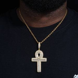 S925 Baguette Moissanite Ankh Pendant - Different Drips