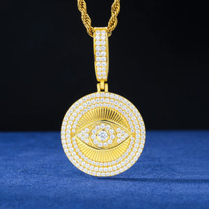 S925 Moissanite Evil Eye Medallion Pendant - Different Drips