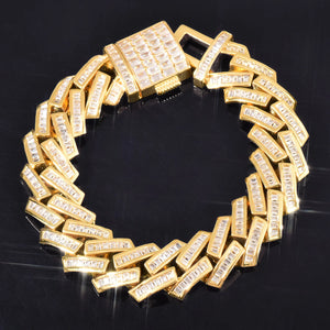 10mm Baguette Prong Cuban Link Bracelet - Different Drips