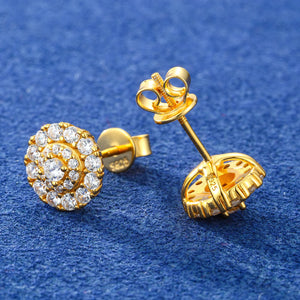 Moissanite Round Cluster Halo Stud Earrings - Different Drips