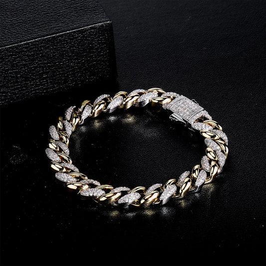 9-14mm Two-Tone Cuban Link Bracelet - Different Drips