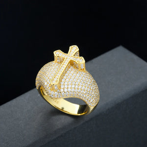 S925 Moissanite Cross Dome Ring - Different Drips