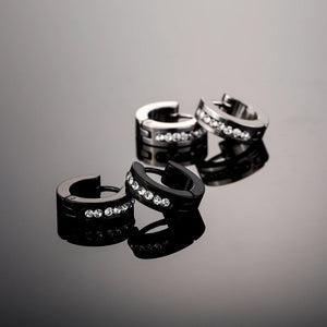 Iced Black Hoop Earrings - Different Drips